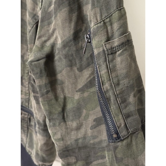 ANTHROPOLOGIE Sanctuary Camo Print Bomber Jacket Military Aviator Sz L Linen - Picture 6 of 7